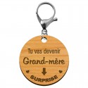 Porte-clé Mamie "Tu vas devenir Grand-Mère" à personnaliser mousqueton argenté