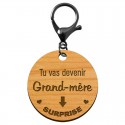 Porte-clé Mamie "Tu vas devenir Grand-Mère" à personnaliser mousqueton noir