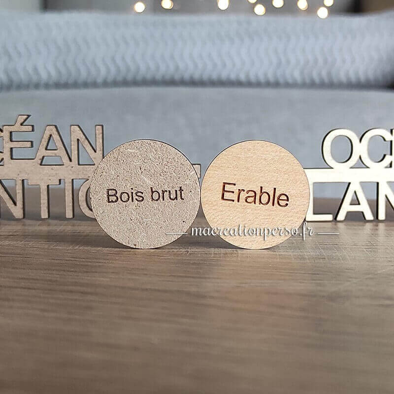 Pastille bois brut et erable pour carte de France