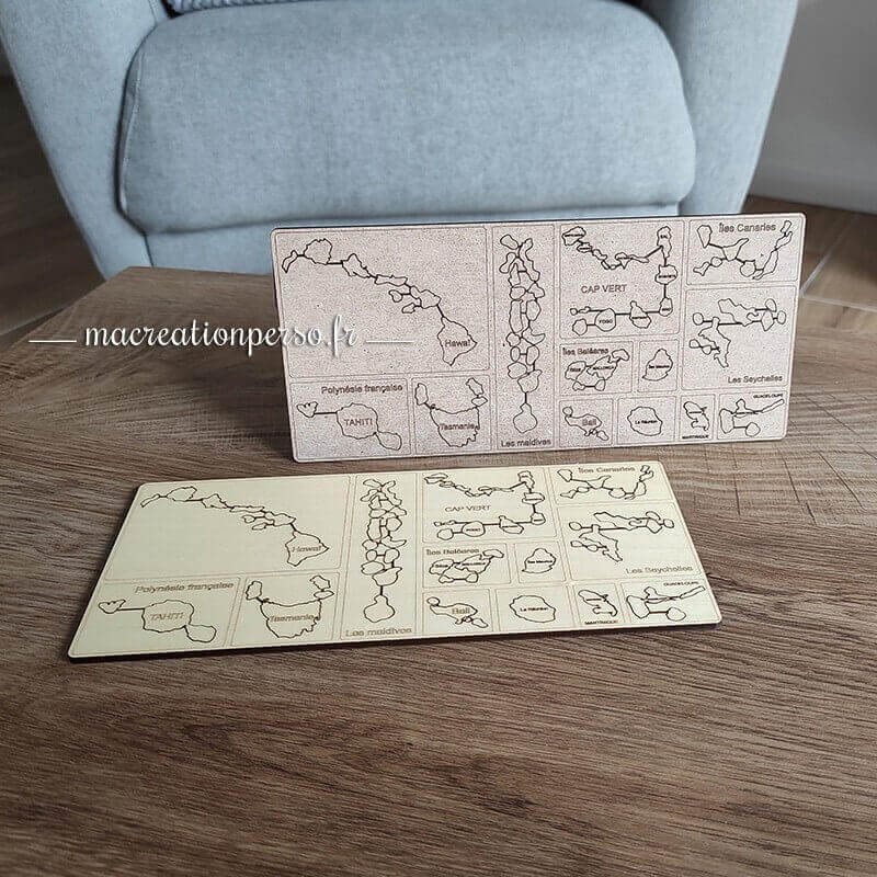 Pack d'îles en bois brut ou bois d'érable vernis