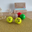 Cochonnet jaune personnalisé avec mot PAPA et coeur gravé
