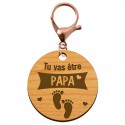 Porte-clé annonce Papa "Tu vas devenir PAPA" personnalisé mousqueton rose