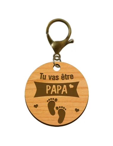 Porte-clé annonce Papa "Tu vas devenir PAPA" personnalisé mousqueton bronze