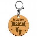Porte-clé annonce Papa "Tu vas devenir PAPA" personnalisé mousqueton argenté