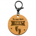Porte-clé annonce Papa "Tu vas devenir PAPA" personnalisé mousqueton noir