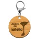 Porte-clé nutella à personnaliser en bois "Accro au nutella" mousqueton argenté