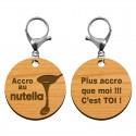 Recto verso porte-clé nutella personnalisé en bois "Accro au nutella" - macreationperso