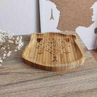  Assiette ours gravé en bois 