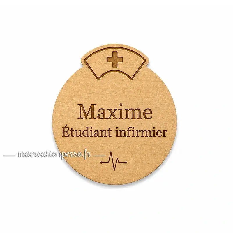 Badge étudiant infirmier personnalisé avec prénom fabriqué en France