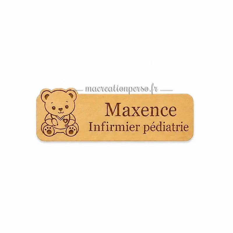 Badge infirmier pédiatrie personnalisé avec prénom fabriqué en France