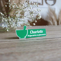 Badge vert Préparatrice en pharmacie