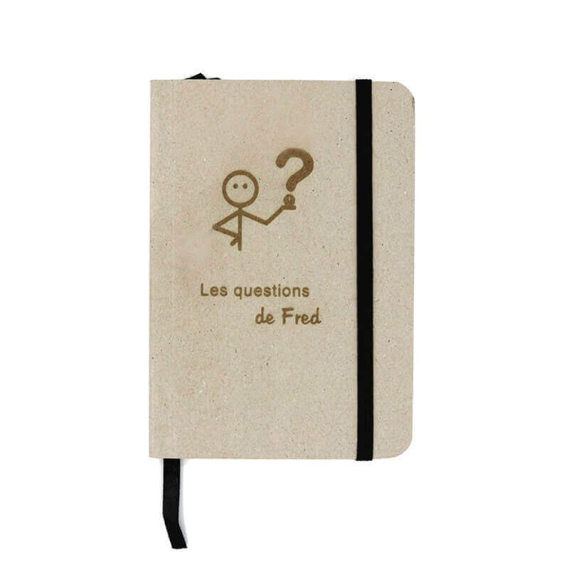 Bloc note personnalisable gris avec élastic noir
