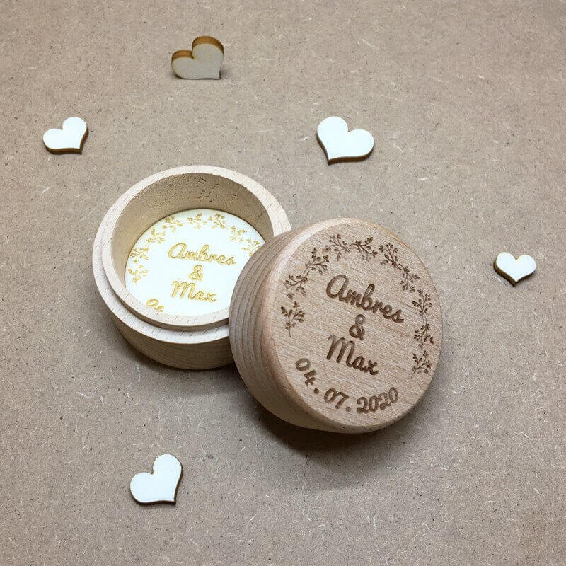 Boite Alliances mariage personnalisé en bois