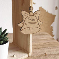 Boule cloche de Noël à graver en bois