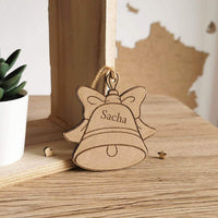 Boule cloche de Noël pour sapin avec gravure Sacha