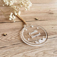 Boule de noël famille personnalisée transparente