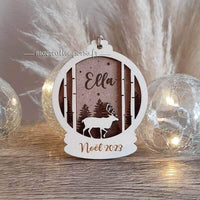Boule de noel personnalisable en bois prénom
