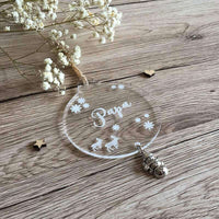 Boule de noël à personnaliser transparente avec breloque bonhomme de neige