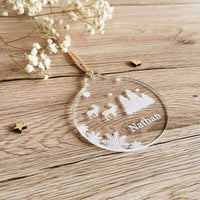 Boule de noël renne sapin flocon prénom personnalisée transparente