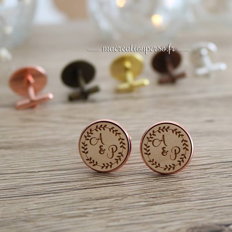 Boutons de manchette à personnaliser avec initiales