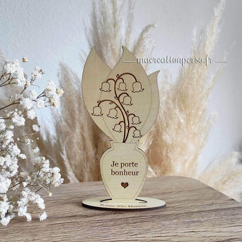 Muguet 1 er mai porte bonheur original en bois