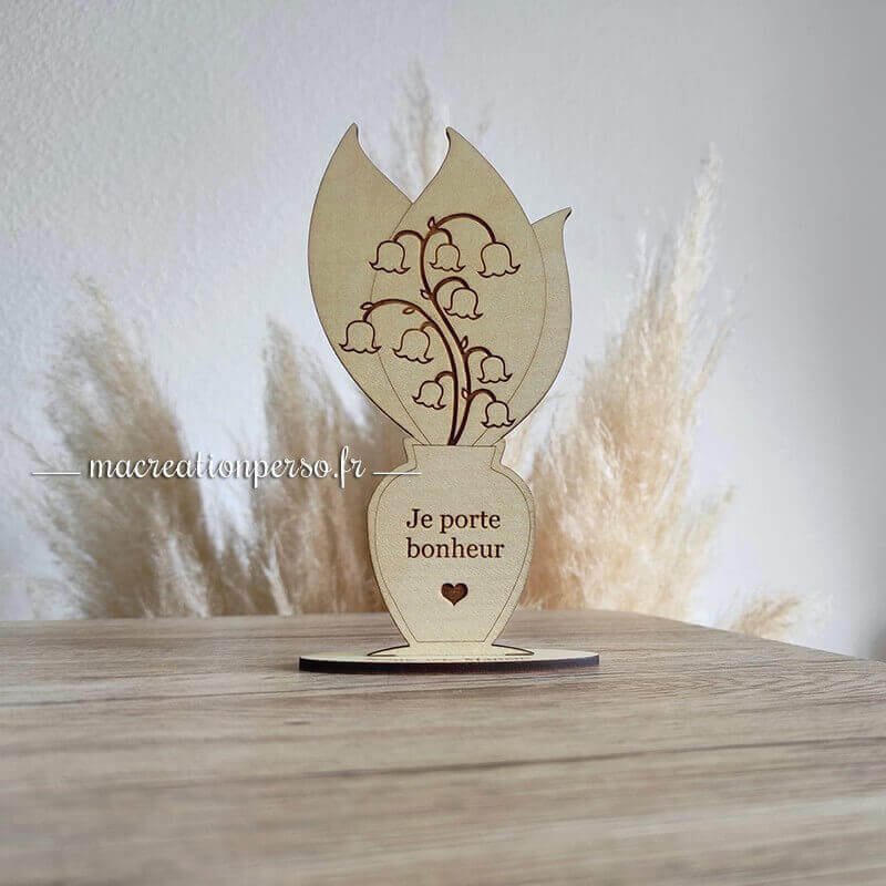 Brin de muguet bois porte bonheur original 1 er mai