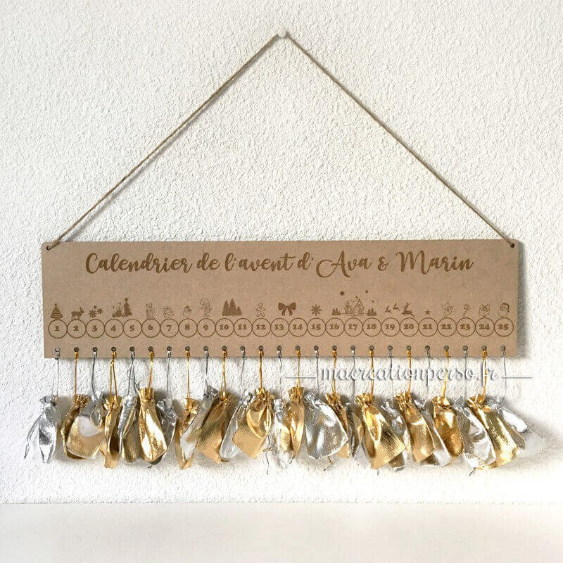Calendrier de l'avent à garnir en bois