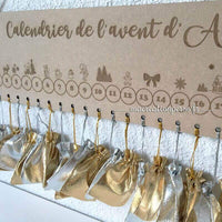 Calendrier de l'avent personnalisé en bois avec sachets journalier