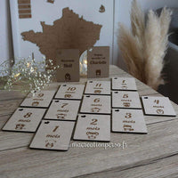 Cartes étapes en bois gravéés  sur le thème des animaux