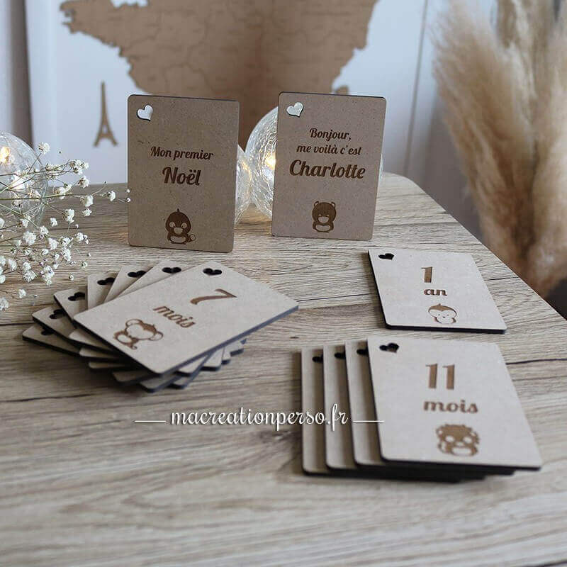 Cartes étapes en bois personnalisées 