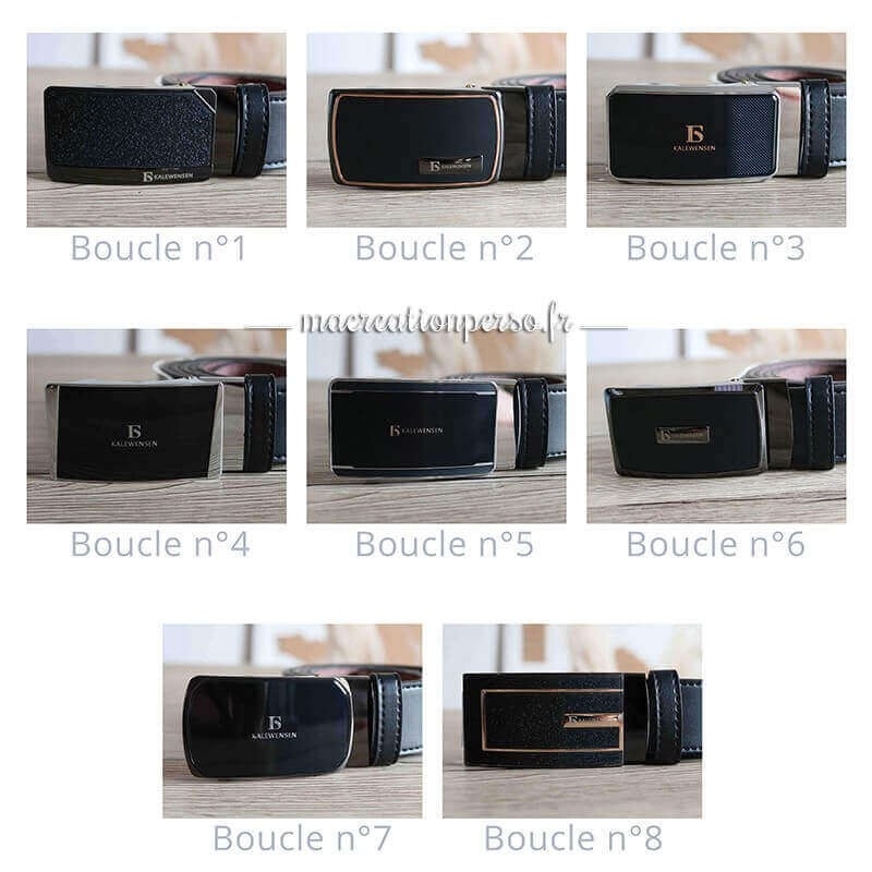 Ceinture homme automatique personnalisable gravée avec boucle noire