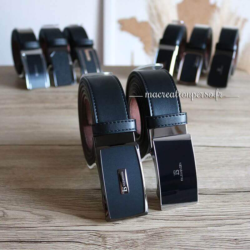 Ceinture personnalisée homme automatique cuir sans trous noire
