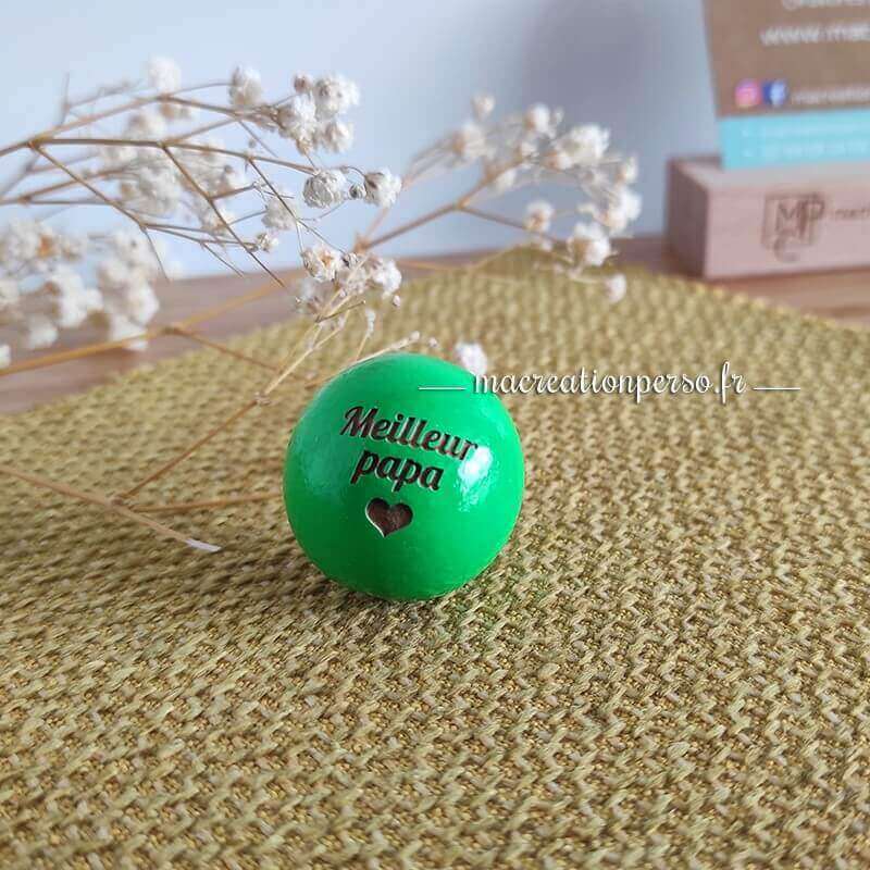 Cochonnet vert "Meilleur Papa" avec un coeur gravé