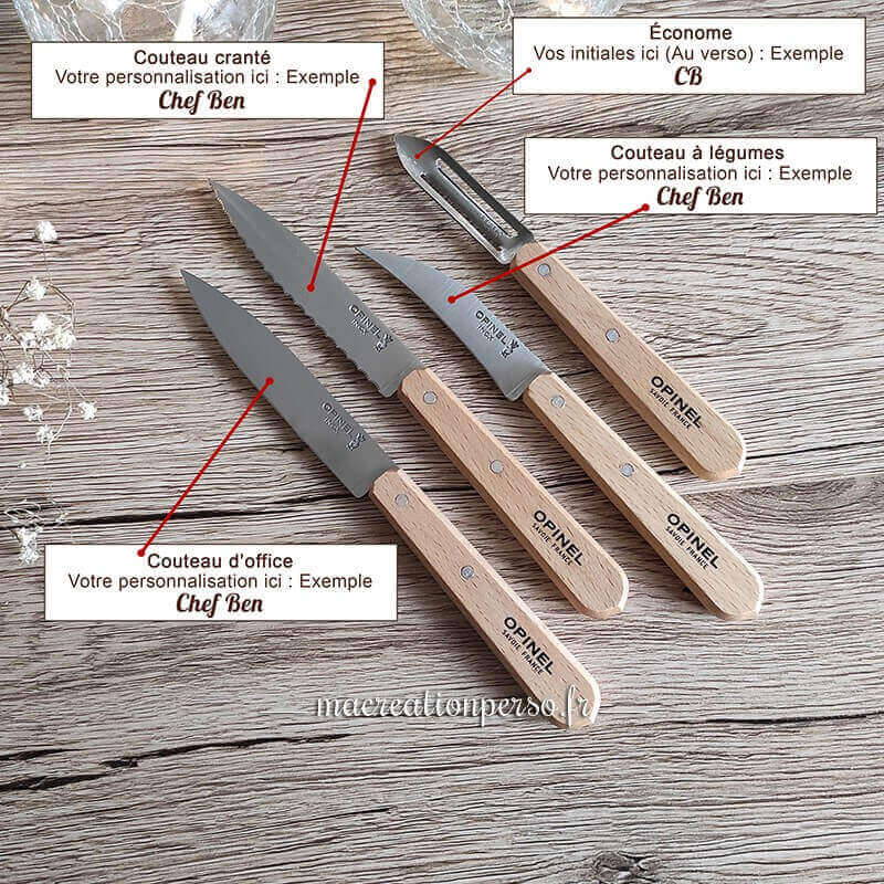 Coffret couteau cuisine Opinel les essentiels personnalisé