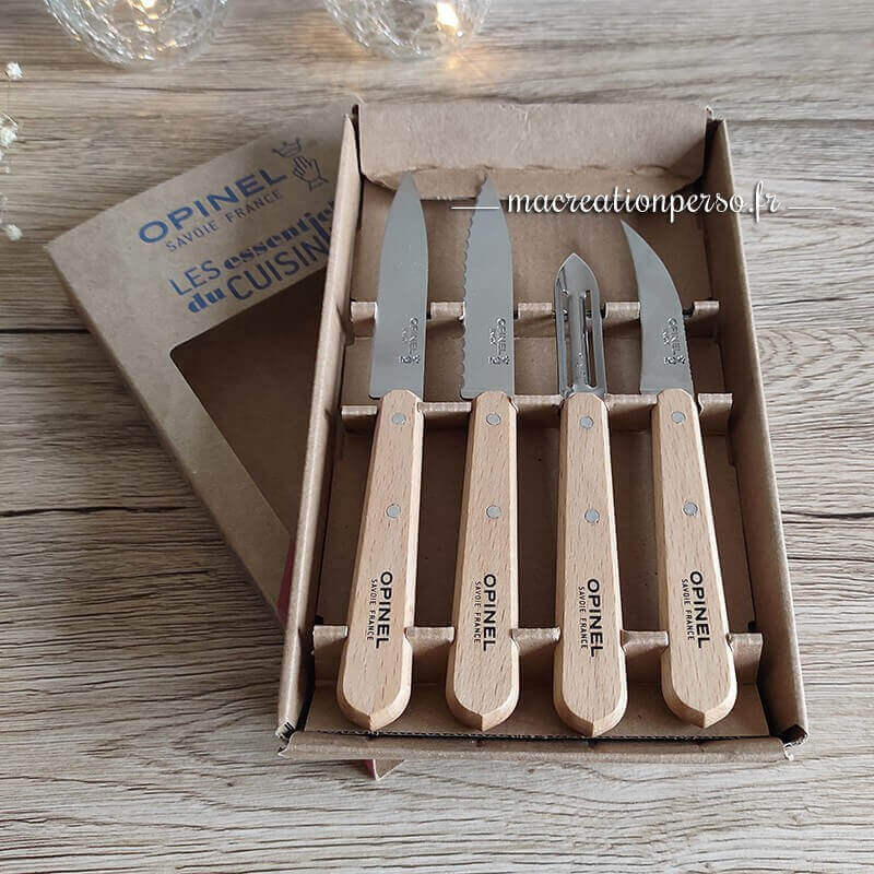 Coffret couteau Opinel les essentiels du cuisinier personnalisable