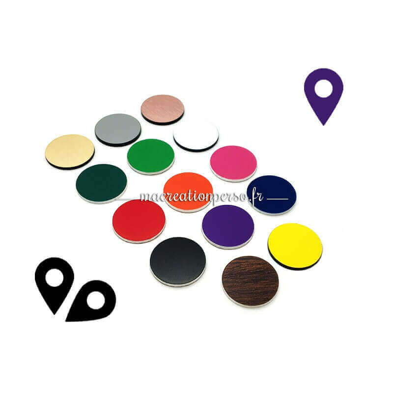Coloris disponibles jeton Map pour carte du monde en bois personnalisée