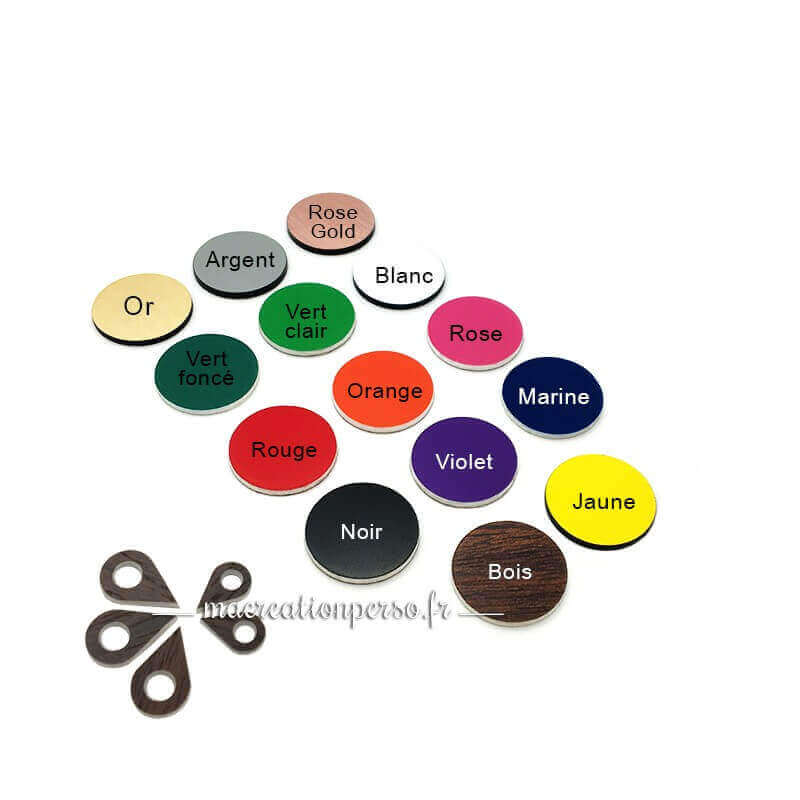 Différents coloris disponibles de repères pour la carte en bois