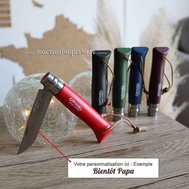 Couteau Opinel n°8 personnalisé lame inoxydable