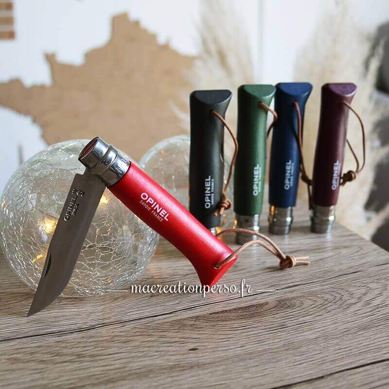 Couteau Opinel personnalisé gravé baroudeur n°8 avec lame en inox