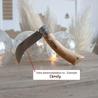 Couteau serpette n° 8 Opinel gravé sur lame acier inoxydable