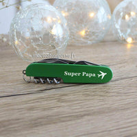 Couteau suisse vert gravé futur papa
