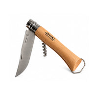 Couteau Opinel n°10 tire-bouchon décapsuleur, manche en hêtre et lame inox
