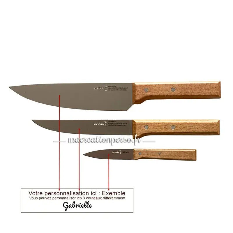 Couteaux Opinel Parallèle en acier inoxydable avec manches en bois de hêtre, alliant précision et élégance.