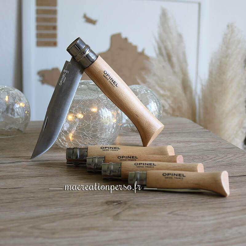 Couteaux OPINEL traditionnel naturel avec exemple de personnalisation