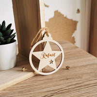 Déco Boule de Noël étoile en bois