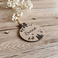Déco pour sapin de Noël en bois personnalisé avec prénom