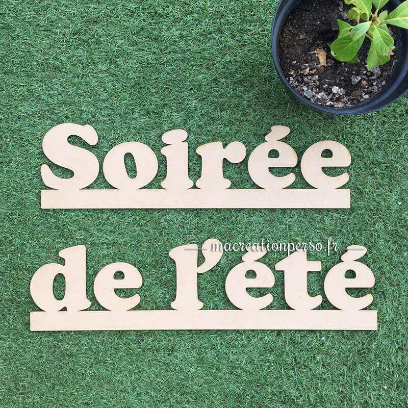 Décoration mots en bois Soirée de l'été