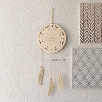 Décoration murale attrape rêves en bois gravé