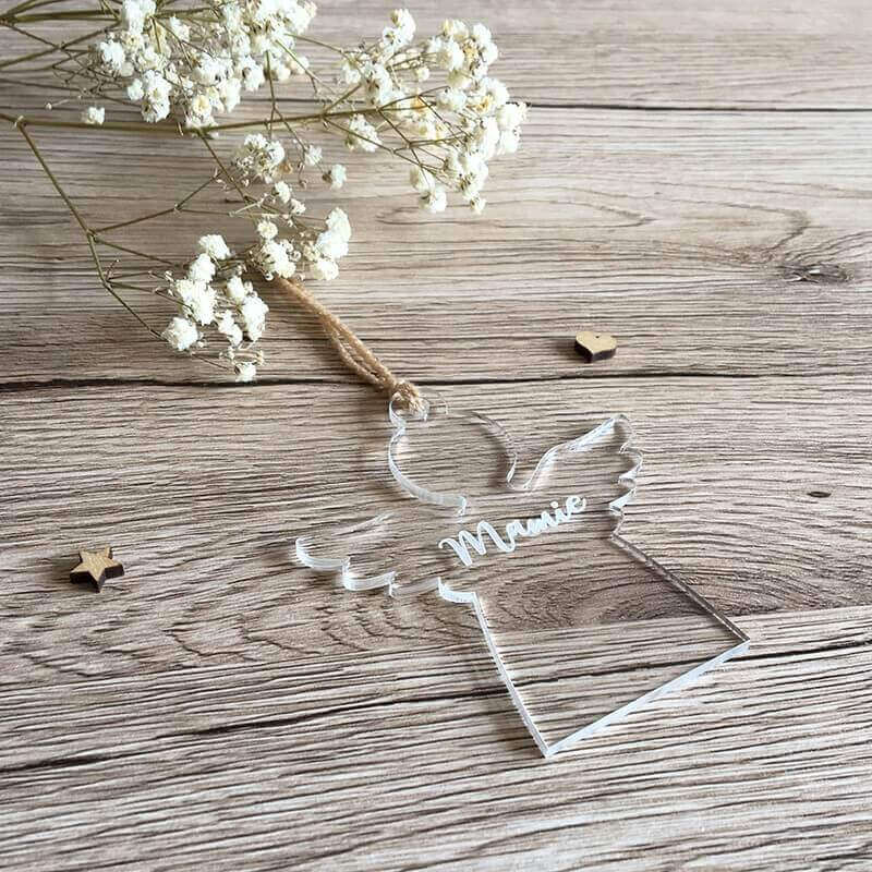 Décoration pour sapin de Noël en forme d'ange de Noël à personnaliser