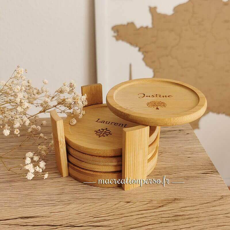 Dessous de verre en Bambou personnalisable